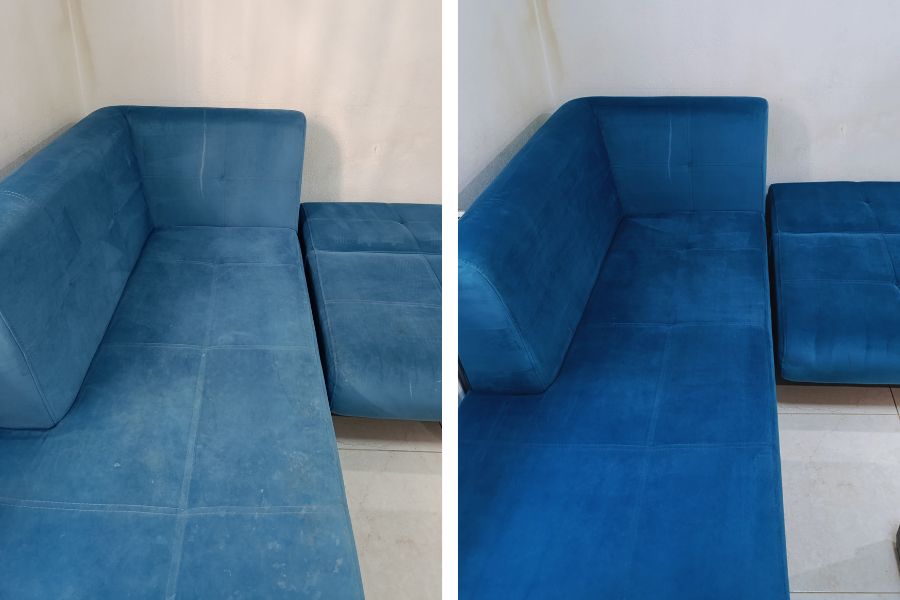 Πριν και μετά τον καθαρισμό του καναπέ 1